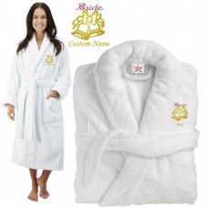 Deluxe Terry cotton with bride bells design CUSTOM TEXT Embroidery bathrobe