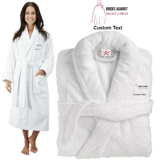 Deluxe Terry cotton with brides against breast cancer CUSTOM TEXT Embroidery bathrobe