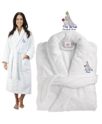 Deluxe Terry cotton with the bride baby bump CUSTOM TEXT Embroidery bathrobe