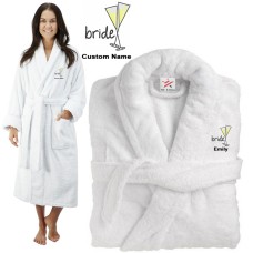 Deluxe Terry cotton with bride with cocktail glasses CUSTOM TEXT Embroidery bathrobe