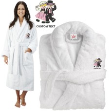 Deluxe Terry cotton with Cute Bride and Groom CUSTOM TEXT Embroidery bathrobe
