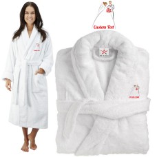 Deluxe Terry cotton with Bride and Groom Art Design Embroidery bathrobe
