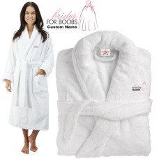 Deluxe Terry cotton with BRIDE FOR BOOBS CUSTOM TEXT Embroidery bathrobe
