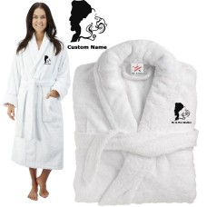 Deluxe Terry cotton with bride and groom romantic SILHOUETTE CUSTOM TEXT Embroidery bathrobe