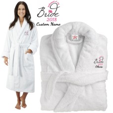 Deluxe Terry cotton with bridesmaid of the bride CUSTOM TEXT Embroidery bathrobe