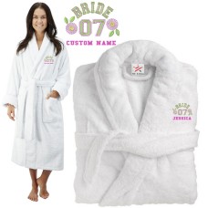 Deluxe Terry cotton with bride with custom name number CUSTOM TEXT Embroidery bathrobe