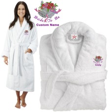 Deluxe Terry cotton with bride to be with bells CUSTOM TEXT Embroidery bathrobe