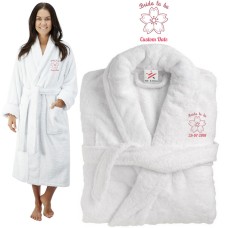 Deluxe Terry cotton with bride to be flower CUSTOM TEXT Embroidery bathrobe