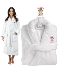 Deluxe Terry cotton with this bride is sweet ginger bread CUSTOM TEXT Embroidery bathrobe
