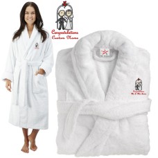 Deluxe Terry cotton with bride & groom congratulations CUSTOM TEXT Embroidery bathrobe