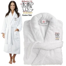 Deluxe Terry cotton with bride and groom dance till you drop CUSTOM TEXT Embroidery bathrobe