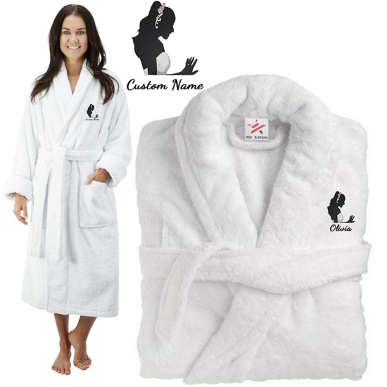 Deluxe Terry cotton with elegant stylish bride CUSTOM TEXT Embroidery bathrobe