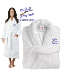 Deluxe Terry cotton with Father of the bride with gun CUSTOM TEXT Embroidery bathrobe