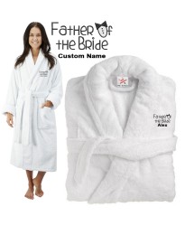 Deluxe Terry cotton with father of the bride with coat style CUSTOM TEXT Embroidery bathrobe