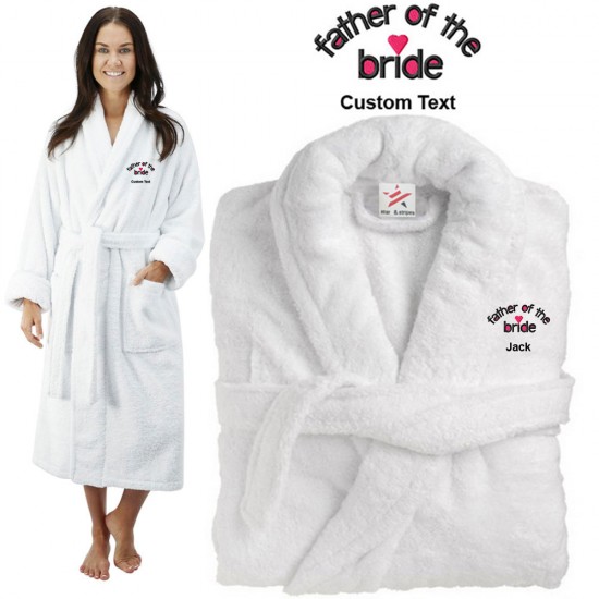 Deluxe Terry cotton with father of the bride CUSTOM TEXT Embroidery bathrobe