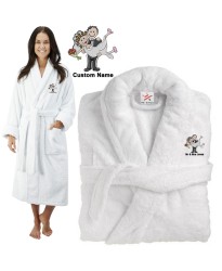 Deluxe Terry cotton with Bride & Groom Fun CUSTOM TEXT Embroidery bathrobe