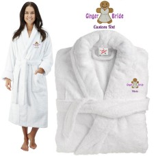 Deluxe Terry cotton with ginger bride CUSTOM TEXT Embroidery bathrobe