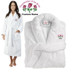 Deluxe Terry cotton with grandmother of the bride with flowers CUSTOM TEXT Embroidery bathrobe