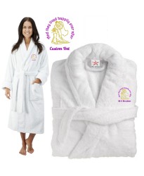 Deluxe Terry cotton with they lived happily ever after CUSTOM TEXT Embroidery bathrobe