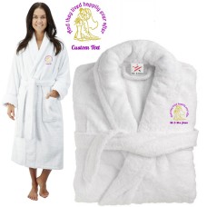 Deluxe Terry cotton with they lived happily ever after CUSTOM TEXT Embroidery bathrobe