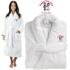 Deluxe Terry cotton with happily ever after clipart CUSTOM TEXT Embroidery bathrobe