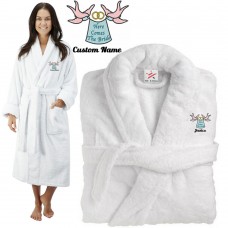 Deluxe Terry cotton with here comes the bride CUSTOM TEXT Embroidery bathrobe