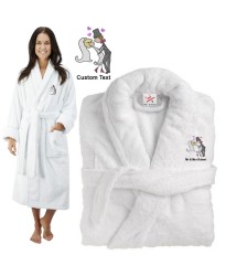 Deluxe Terry cotton with bride and groom love CUSTOM TEXT Embroidery bathrobe