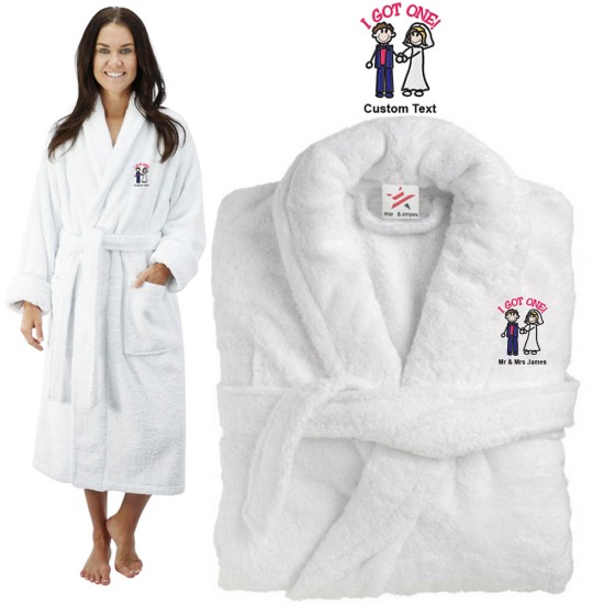 Deluxe Terry cotton with i got one CUSTOM TEXT Embroidery bathrobe