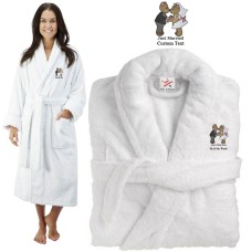 Deluxe Terry cotton with just married loving bears CUSTOM TEXT Embroidery bathrobe