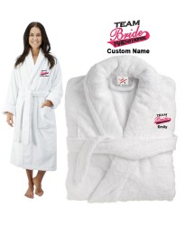 Deluxe Terry cotton with Team Bride Maid Of Honor CUSTOM TEXT Embroidery bathrobe