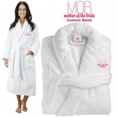 Deluxe Terry cotton with mother of the bride MOB initials car CUSTOM TEXT Embroidery bathrobe