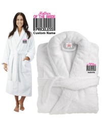 Deluxe Terry cotton with mother of the bride bar code CUSTOM TEXT Embroidery bathrobe