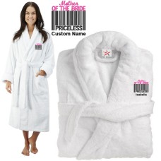 Deluxe Terry cotton with mother of the bride bar code CUSTOM TEXT Embroidery bathrobe