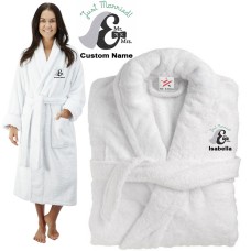 Deluxe Terry cotton with mr & mrs just married CUSTOM TEXT Embroidery bathrobe