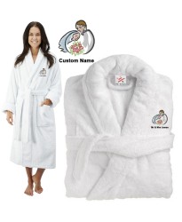 Deluxe Terry cotton with BRIDE & GROOM IN LOVE CUSTOM TEXT Embroidery bathrobe