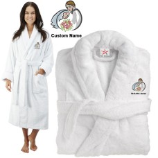 Deluxe Terry cotton with BRIDE & GROOM IN LOVE CUSTOM TEXT Embroidery bathrobe
