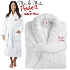 Deluxe Terry cotton with MR & MRS PERFECT CUSTOM TEXT Embroidery bathrobe
