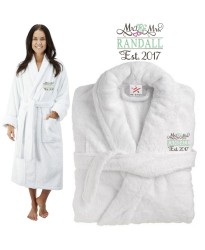 Deluxe Terry cotton with Mr & Mrs Script Style Embroidery bathrobe