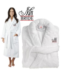 Deluxe Terry cotton with MRS BRIDE CUSTOM TEXT Embroidery bathrobe