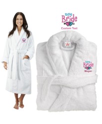 Deluxe Terry cotton with new bride heart CUSTOM TEXT Embroidery bathrobe