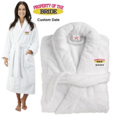 Deluxe Terry cotton with property of the bride CUSTOM TEXT Embroidery bathrobe