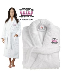 Deluxe Terry cotton with property of the bride reserved CUSTOM TEXT Embroidery bathrobe