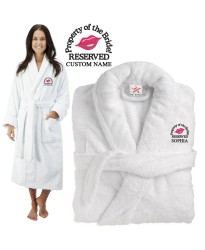 Deluxe Terry cotton with PROPERTY OF THE BRIDE RESERVED CUSTOM TEXT Embroidery bathrobe