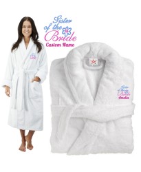 Deluxe Terry cotton with SISTER OF THE BRIDE CUSTOM TEXT Embroidery bathrobe