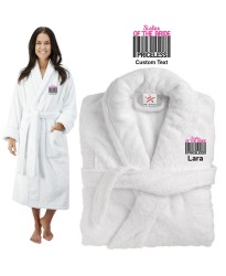 Deluxe Terry cotton with sister of the bride barcode CUSTOM TEXT Embroidery bathrobe