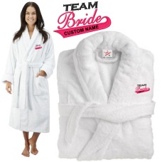 Deluxe Terry cotton with TEAM BRIDE CUSTOM TEXT Embroidery bathrobe