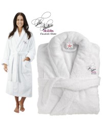 Deluxe Terry cotton with the future mr & mrs CUSTOM TEXT Embroidery bathrobe