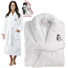 Deluxe Terry cotton with couple together forever CUSTOM TEXT Embroidery bathrobe