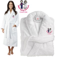 Deluxe Terry cotton with we are tying the knot CUSTOM TEXT Embroidery bathrobe