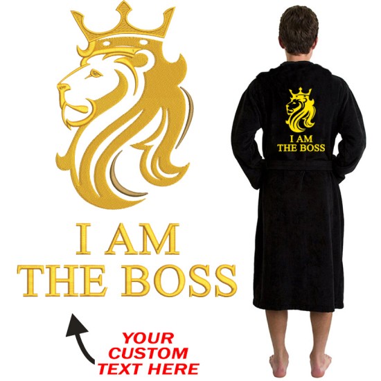 A Lion King BACK Custom Name Embroidery on TERRY bathrobe